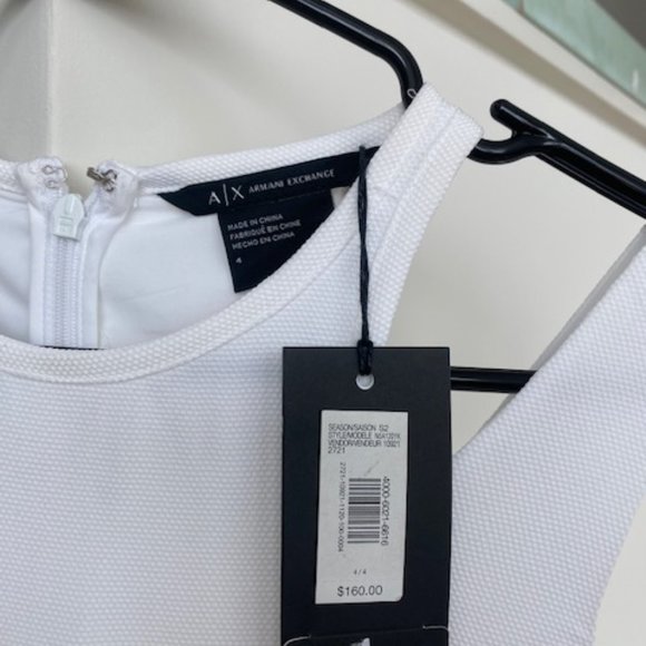 NWT Women Armani Exchange White Textured Fit and Flare Dress Size 4 N5A120YK100 - Picture 5 of 9